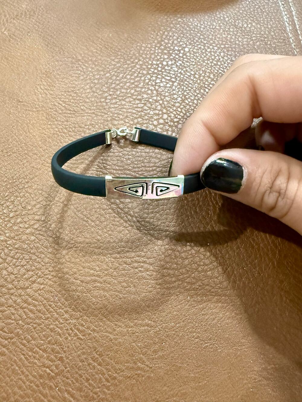 Black Silver Bracelet – Unisex Geometric Design